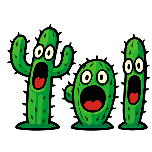 ağazı açık kaktüsler 2D.
In-Game asset.  2d.  High contrast.  No shadows