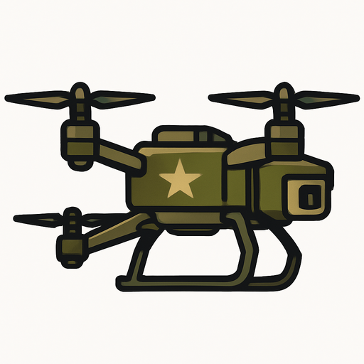 Military quadcopter side view
In-Game asset.  2d.  High contrast.  No shadows