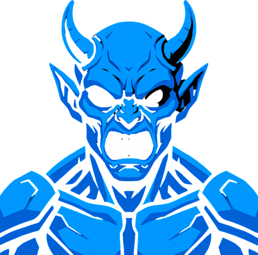 A blue demon alien.
In-Game asset.  High contrast.  No shadows