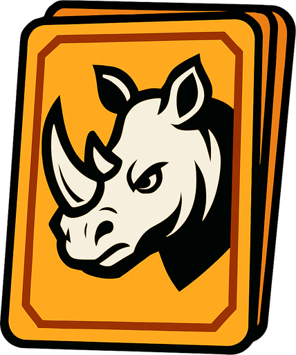 Orange card packet with a Rhino in the center.
In-Game asset.  2d.  High contrast.  No shadows