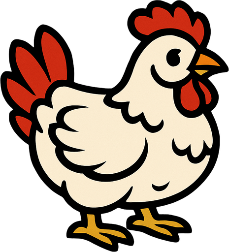 Chicken.
In-Game asset.  2d.  High contrast.  No shadows