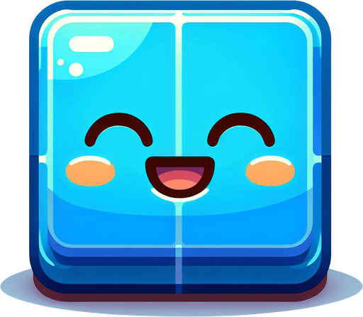 Perfectly square bright blue game piece with cute happy face. Cartoon style. Cute art style. Simple vector style. No Shadows.
Single Game Texture. In-Game asset. 2d. Blank background. High contrast. No shadows.