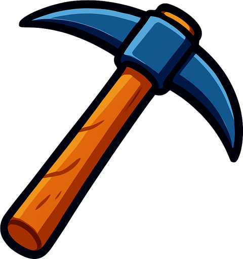 Cartoonish mining pick.
In-Game asset.  2d.  High contrast.  No shadows