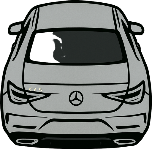 Gri mercedes benz cls arkasi ama yukaridan
In-Game asset.  2d.  High contrast.  No shadows
