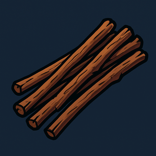 sticks.
In-Game asset.  2d.  High contrast.  No shadows