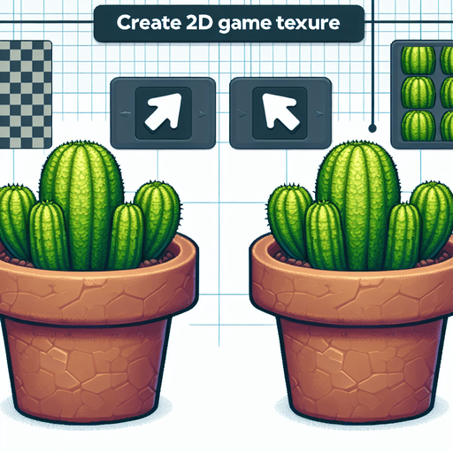 a potted cactus.
Single Game Texture. In-Game asset. 2d. Blank background. High contrast. No shadows.