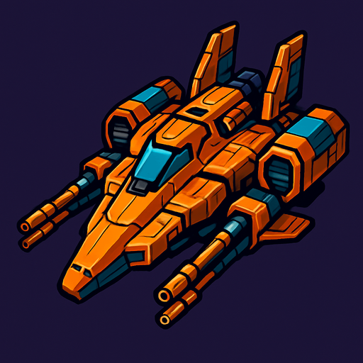 uzay savaş gemisi.
In-Game asset.  2d.  High contrast.  No shadows