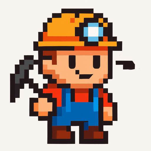 Minero pixart cute.
In-Game asset.  2d.  High contrast.  No shadows