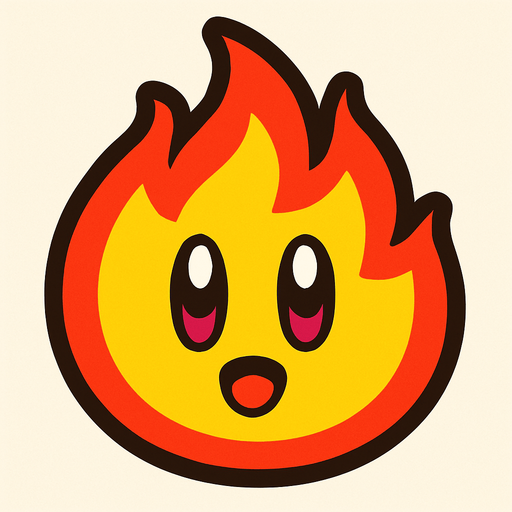 Fire with a kirby face.
In-Game asset.  2d.  High contrast.  No shadows