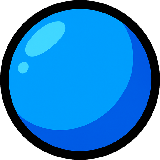 blue ball.
In-Game asset.  2d.  High contrast.  No shadows