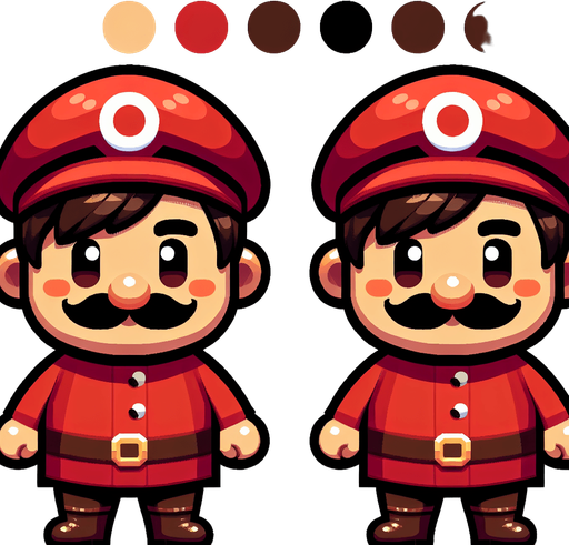 Super Mario.
Single Game Texture. In-Game asset. 2d. Blank background. High contrast. No shadows.