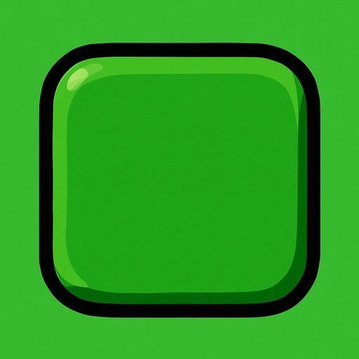 Cuadrado verde con lados circulares.
In-Game asset.  2d.  High contrast.  No shadows
