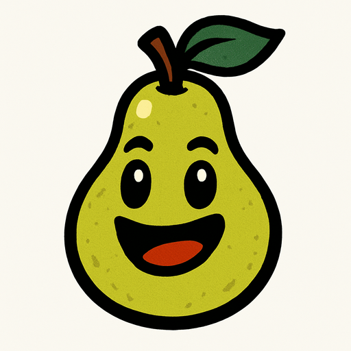 Pear with face.
In-Game asset.  2d.  High contrast.  No shadows