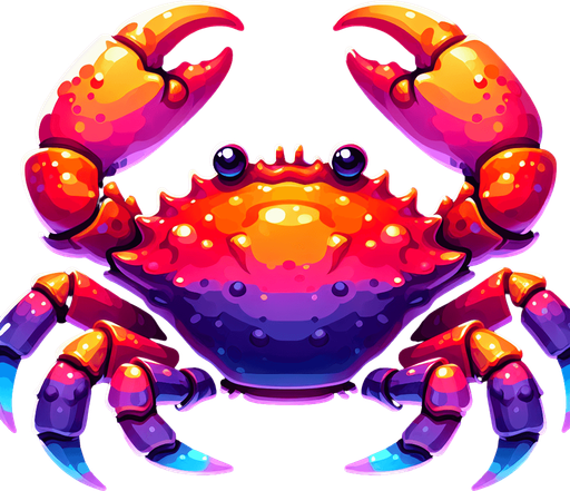 крабик пасиэльные цвета.
Single Game Texture.  In-Game asset.  2d.  Blank background.  High contrast.  No shadows