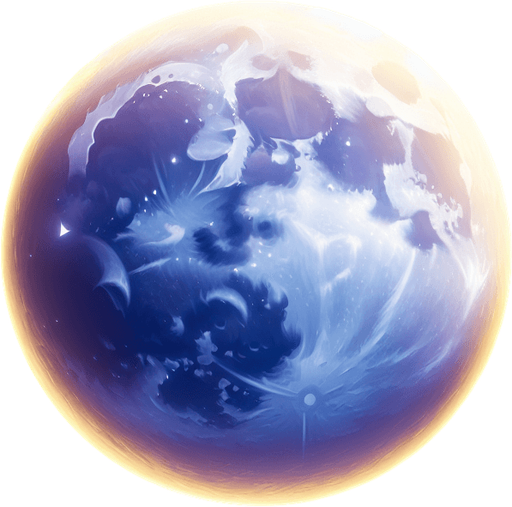 Shining fullmoon.
Single Game Texture. In-Game asset. 2d. Blank background. High contrast. No shadows.