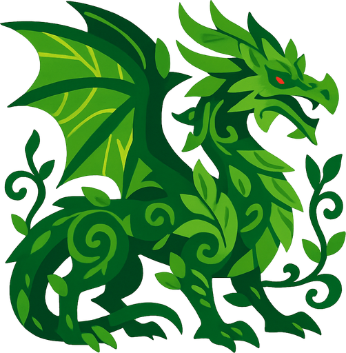 Dragon végétal.
In-Game asset.  2d.  High contrast.  No shadows