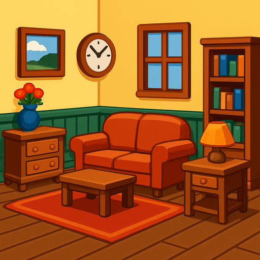 Classic Room.
In-Game asset.  High contrast.  No shadows. 3D