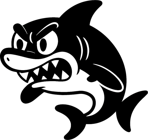 Rubber Hose Style Swimming pose Shark. It's Angry.
In-Game asset.  2d.  High contrast.  No shadows