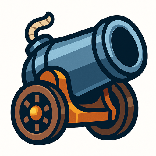 cannon.
In-Game asset.  2d.  High contrast.  No shadows