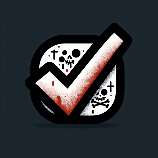 horror haloween Checkmark.
Single Game Texture. In-Game asset. 2d. Blank background. High contrast. No shadows.