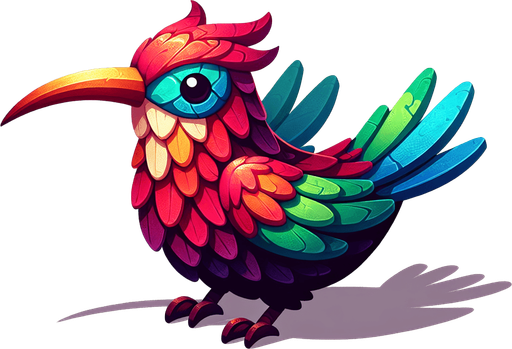 Bird.
Single Game Texture. In-Game asset. 2d. Blank background. High contrast. No shadows.