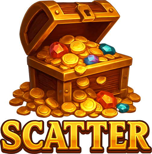 Crea un asset para el símbolo 'S' (Scatter) de Megaways: un Cofre del Tesoro o Bolsa de Dinero.
Un cofre del tesoro abierto, desbordando monedas de oro y joyas, o una bolsa de dinero con el signo '$'. Debe ser visualmente atractivo y sugerir una recompensa. Colores dorados, marrones y brillantes. Estilo de casino de aventura. Fondo transparente. Símbolo de bonificación.
In-Game asset.  2d.  High contrast.  No shadows