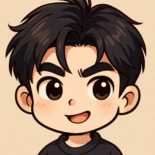 Make him in cartoon chibi style, retains his key facial features such as his strong jaw, straight and marked eyebrows, oval face with a mischievous expression like that of a friendly and curious child.