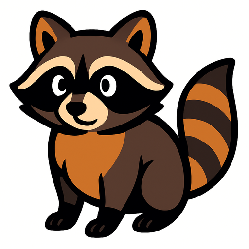 raccoon no background.
In-Game asset.  2d.  High contrast.  No shadows