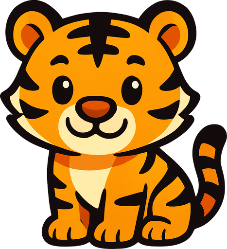 Cute tiger.
In-Game asset.  2d.  High contrast.  No shadows