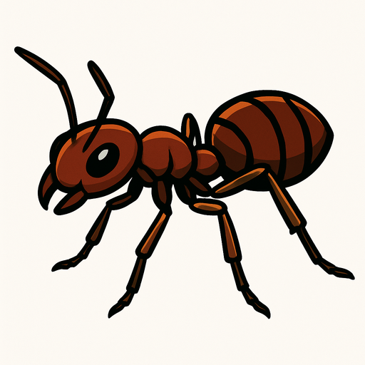 ant without background.
In-Game asset.  2d.  High contrast.  No shadows