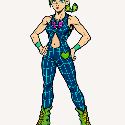 Jolyne cuerpo completo jojo's.
In-Game asset.  2d.  High contrast.  No shadows