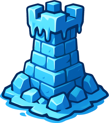 Ice tower.
In-Game asset.  2d.  High contrast.  No shadows