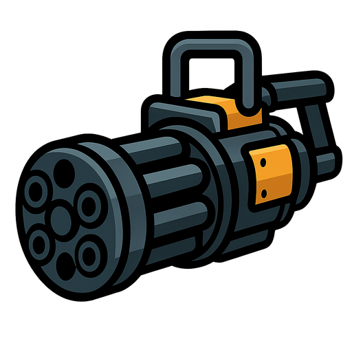 gattling gun.
In-Game asset.  2d.  High contrast.  No shadows