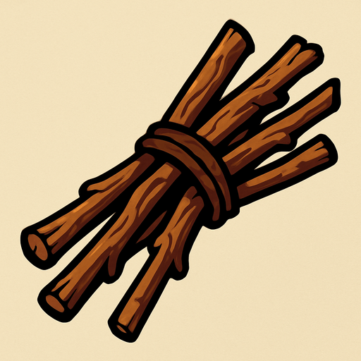 sticks.
In-Game asset.  2d.  High contrast.  No shadows