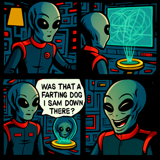 Make alien in 4th panel laugh