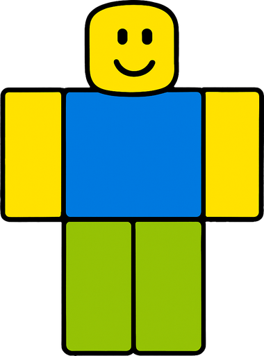 A Roblox noob.
In-Game asset.  2d.  High contrast.  No shadows