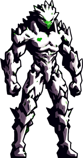 The same character but kneeling and covered in green liquid.