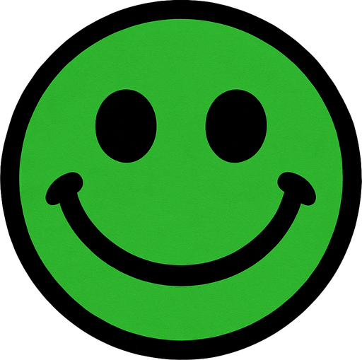 Green smiley face.
In-Game asset.  2d.  High contrast.  No shadows