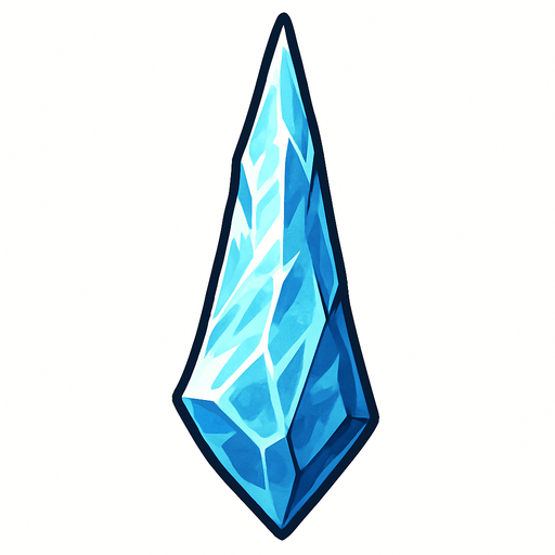 bu bir buz parçası. uzun sivri bir koni gibi.
In-Game asset.  2d.  High contrast.  No shadows