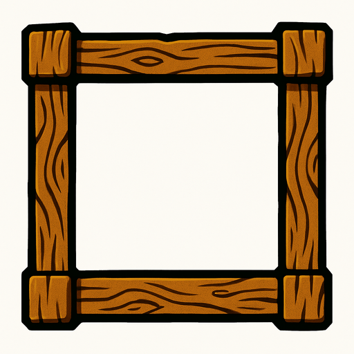 a wooden frame.
In-Game asset.  2d.  High contrast.  No shadows