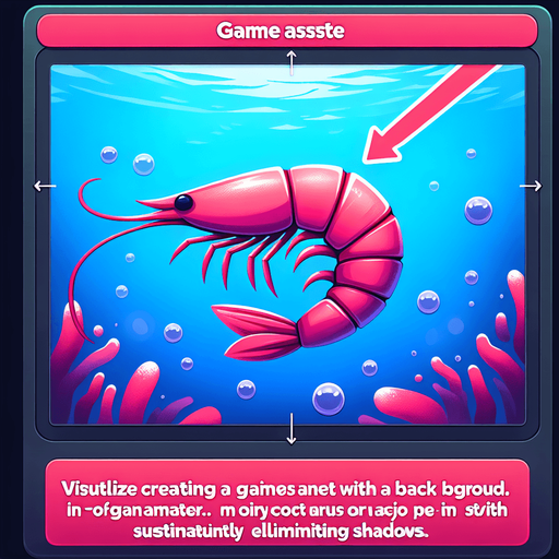 Pink shrimp.
Single Game Texture.  In-Game asset.  2d.  Blank background.  High contrast.  No shadows