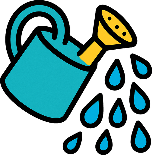 Watering waterdrops watering can.
In-Game asset.  2d.  High contrast.  No shadows