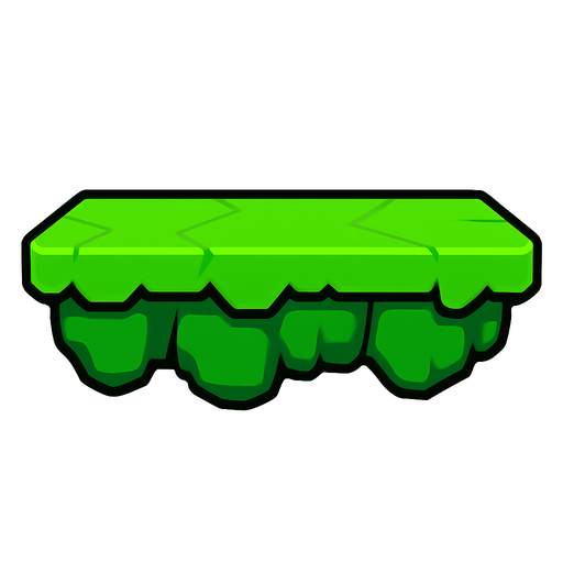 green platform.
In-Game asset.  2d.  High contrast.  No shadows