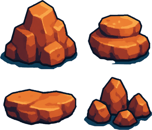 Rocas pixart.
In-Game asset.  2d.  High contrast.  No shadows