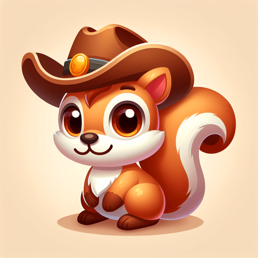 2D squirrel with cowboy hat.
Single Game Texture.  In-Game asset.  2d.  High contrast.  No shadows