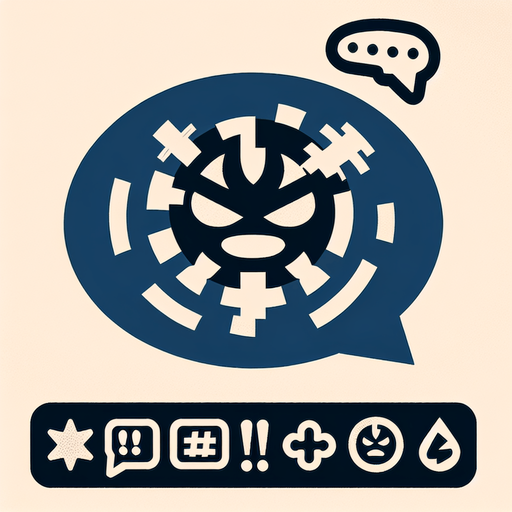 grawlix in a speech bubble, make sure it looks something like this !#@* and theres an angry icon.
Single Game Texture. In-Game asset. 2d. Blank background. High contrast. No shadows.