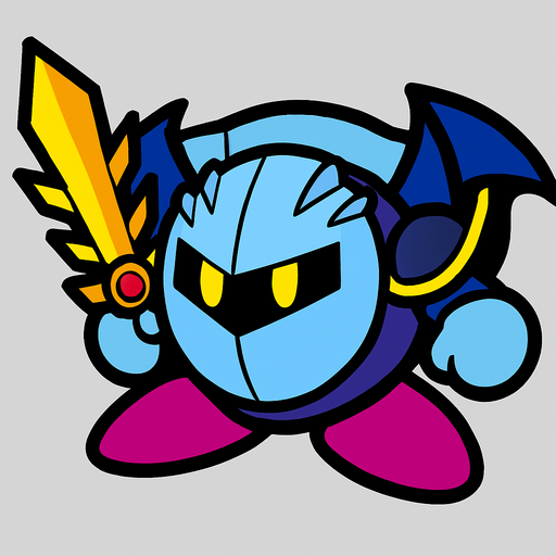 Meta Knight.
In-Game asset.  2d.  High contrast.  No shadows