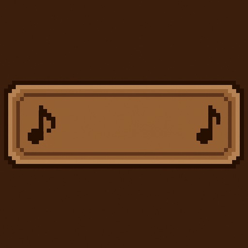 Pixelart empty button, 450x144 pixel, music game. brown theme..
In-Game asset.  2d.  High contrast.  No shadows