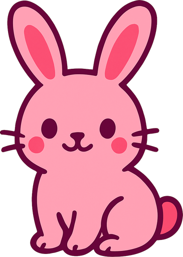 sevimli pembe tavşan.
High contrast.  No shadows