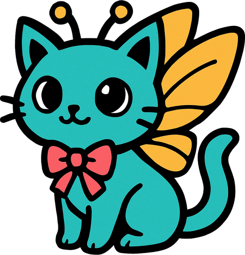 Chat fée.
In-Game asset.  2d.  High contrast.  No shadows